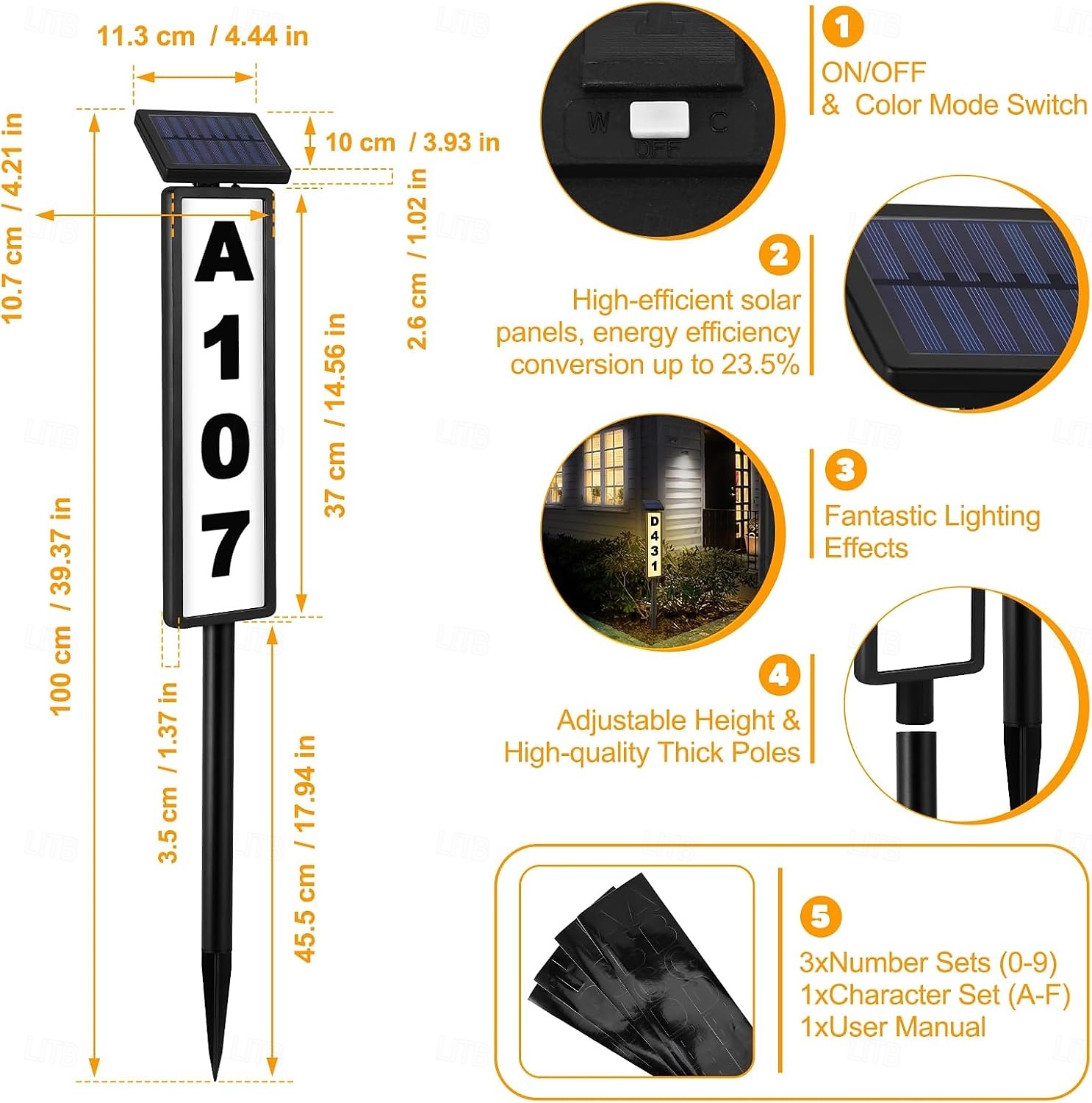 Solar Address Lights Lighted House Address Numbers Sign House Numbers for Outside Light up LED Illuminated Home Number 2-Color Lighting Modes Waterproof Lighted Address Plaque for Yard Home 1PC 2026 - $51.99 –P6