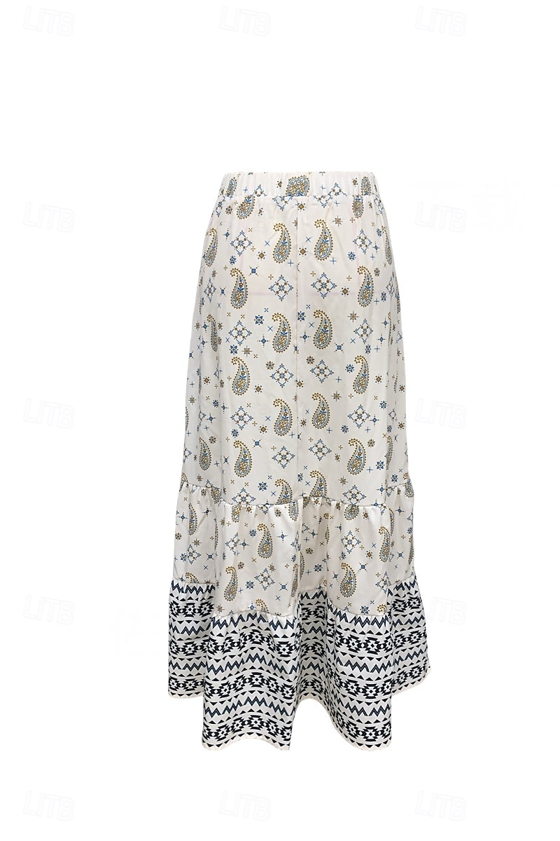 Damen Rock Mode Boho Maxi Mittlere Hüfthöhe Röcke Blumen Druck Mikroelastisch Straße Ausgehen Rote Sommer Polyester 2025 - $21.99 –P4