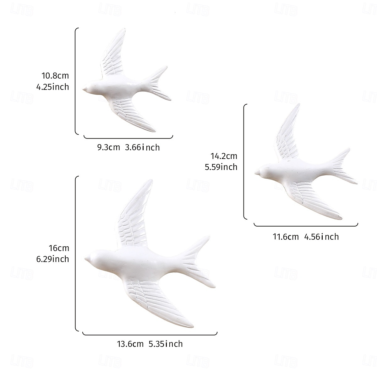 Decoração de parede moderna de pássaro voador em resina 3 peças, escultura minimalista de andorinha para pendurar na parede para sala de estar, quarto, escritório, loja ou decoração de festa de 2026 por $17.49 –P2
