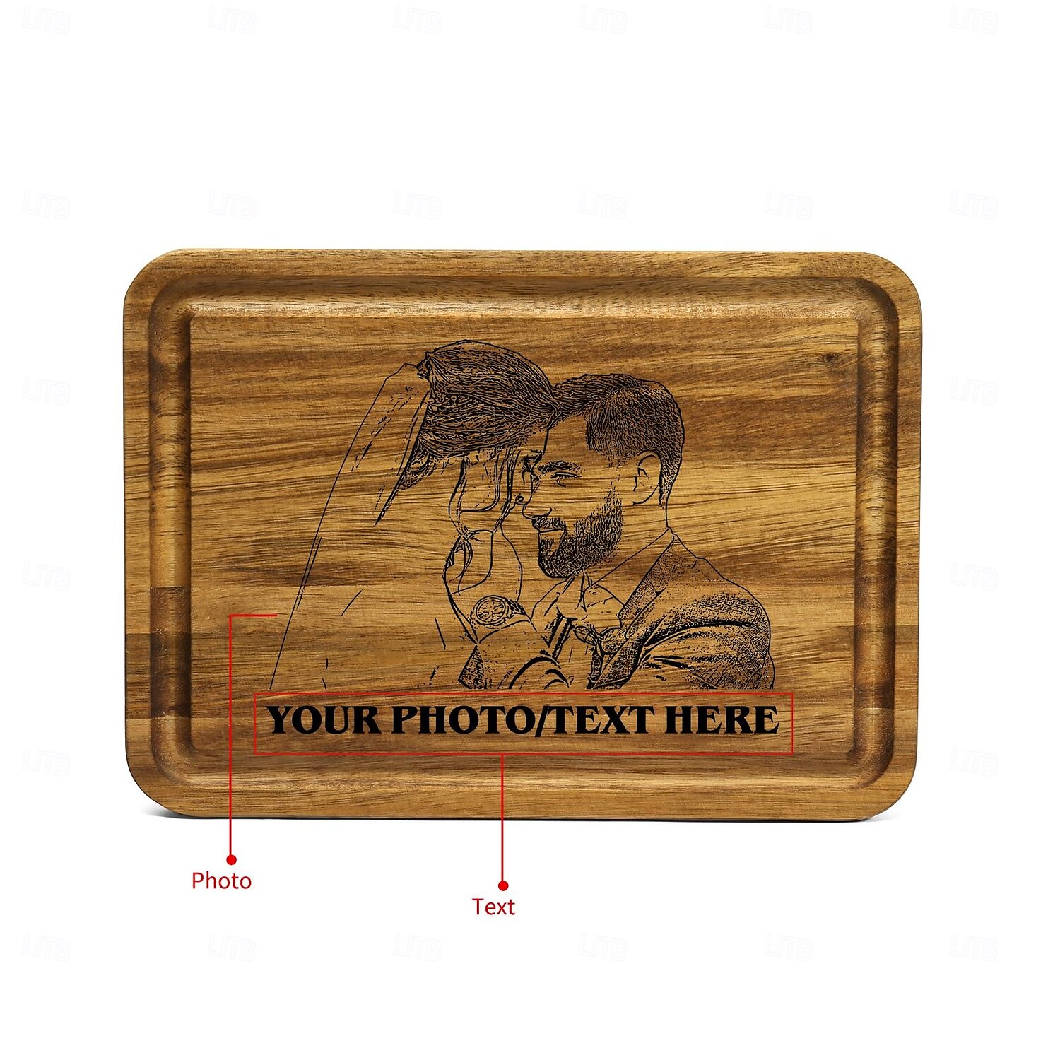 Personalized Acacia Wood Cutting Board Custom Best Gift for Mom - Photo and Text Engraving, Unique Design for Home Use or Gift, Perfect for Mother's Day, Father's Day 2025 - $38.99 –P7