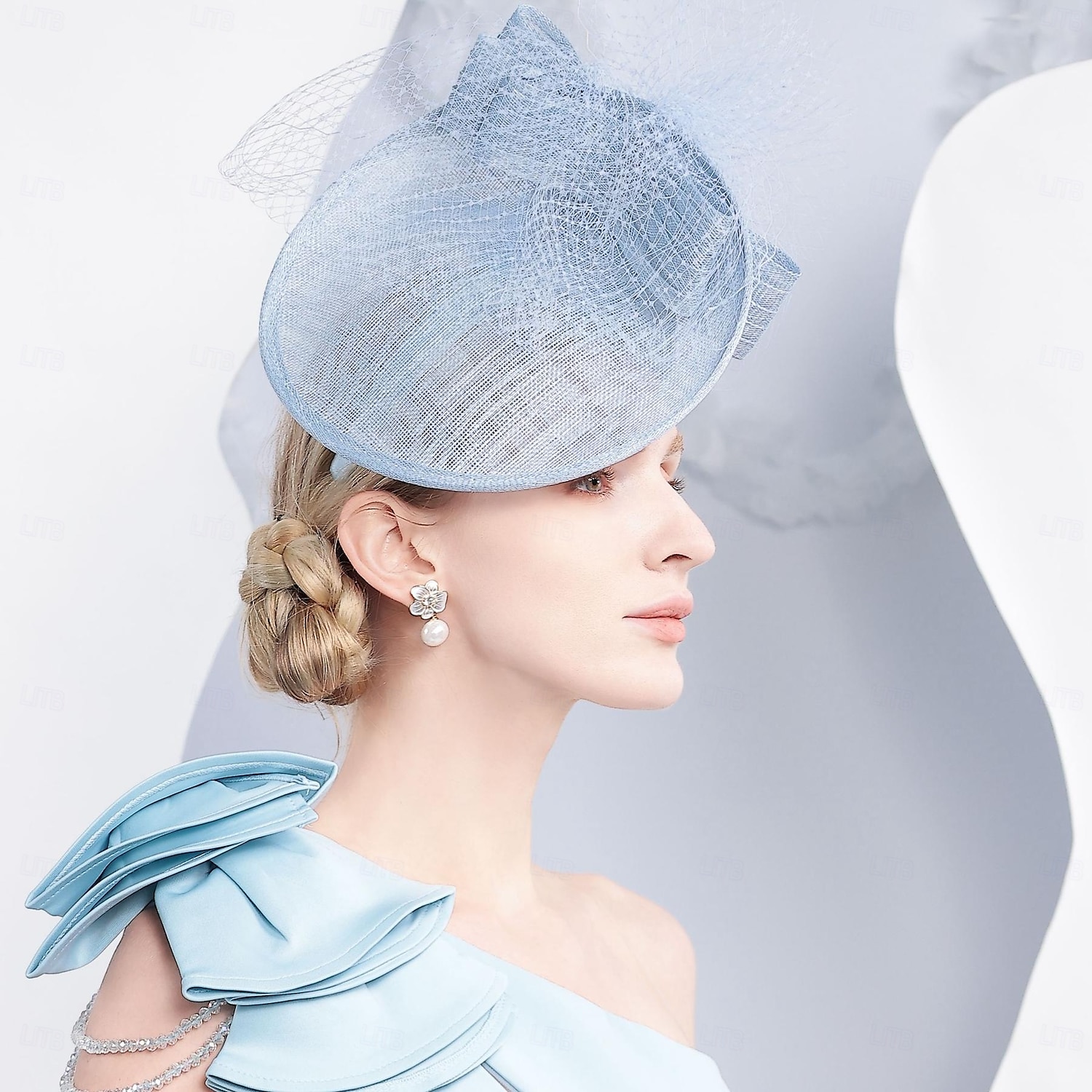 pălării din tul farfurie sinamay pălărie pălărie sinamay pălărie de nuntă cocktail nunta elegantă cu bowknot tul căciulă pentru cap 2025 - $90.99 –P11