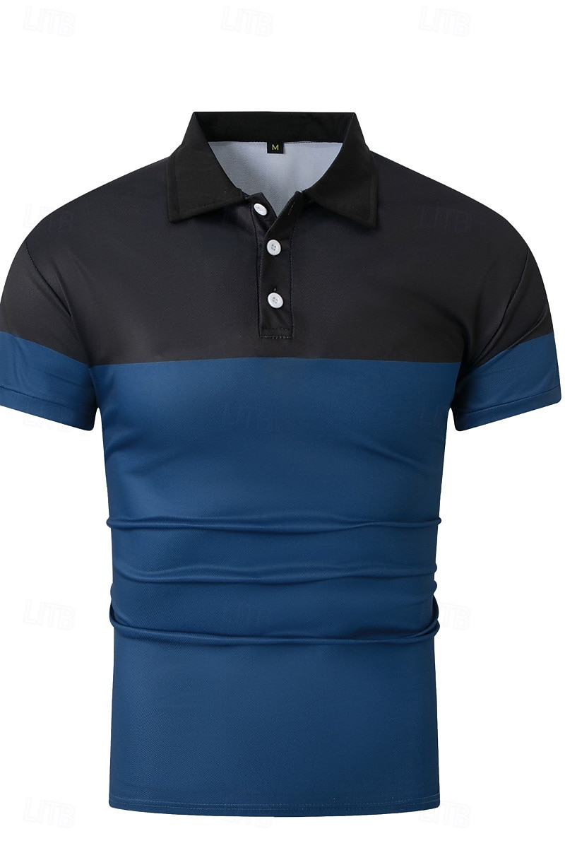 Men's Golf Shirt Golf Polos Shirts Work Business Lapel Short Sleeve Modern Comfortable Color Block Patchwork Buttons Summer Spring Regular Fit Wine Pinky Yellow Blue Green Light Sky Blue Golf Shirt 2025 - $17.99 –P18