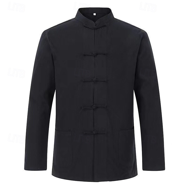 Per uomo Camicia Camicia di lino Camicia casual Camicia con Bottoni Camicia di cotone Semplice Vacanza Camicia hawaiana Nero Bianco Verde chiaro Blu marino scuro Manica Lunga Collo alla coreana del 2025 a $21.99 –P4