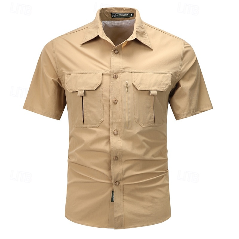 Per uomo Camicia Camicia Estiva Camicia casual Camicia con Bottoni Camicia cargo Nero Blu Verde Kaki Verde militare Manica Corta Semplice Colletto a Camicia Vacanza Camicia hawaiana Tasca del 2025 a $43.99 –P11