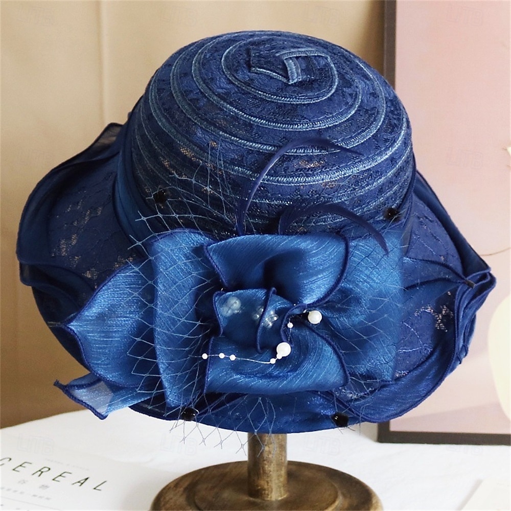 hattar Polyester Solhatt Helgdag Tebjudning Hästrace cocktail Elegant Vintage söt stil Med Blomma Hårbonad Huvudbonader 2025 - $29.99 –P9