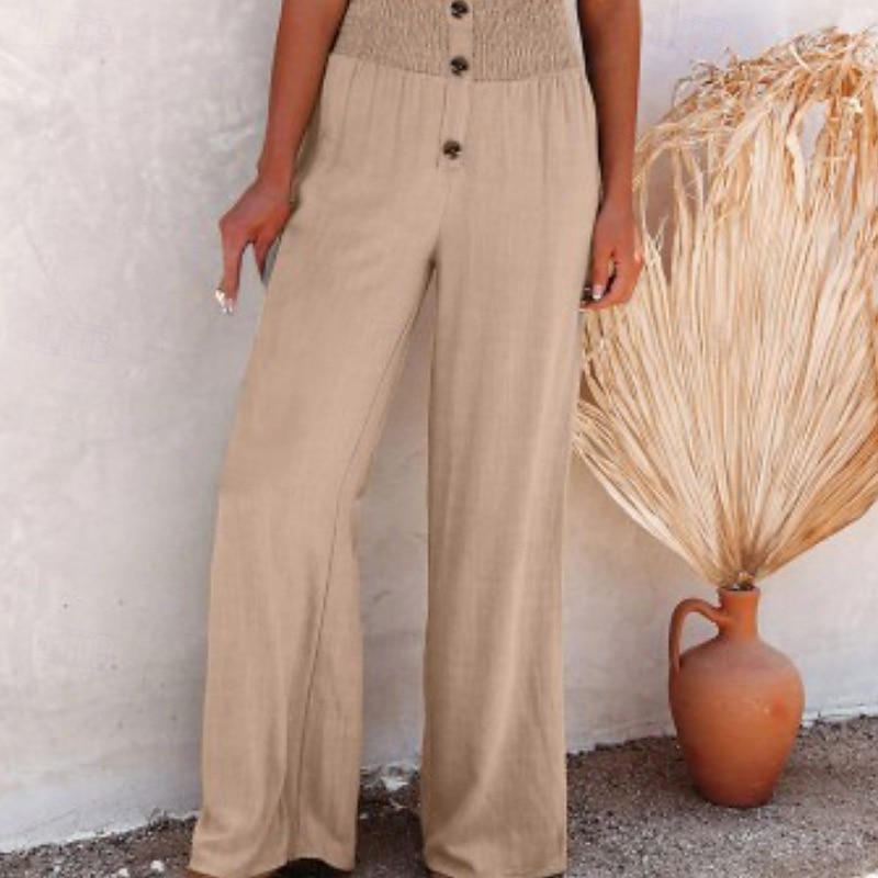 Mujer Pantalones de lino y algodón pantalones Casual Longitud total Cintura Media Plano Cintura elástica Confortable Al Aire Libre Deporte Calle Vino Azul marinero Gris Negro Verano Ajuste regular 2025 - $23.99 –P17