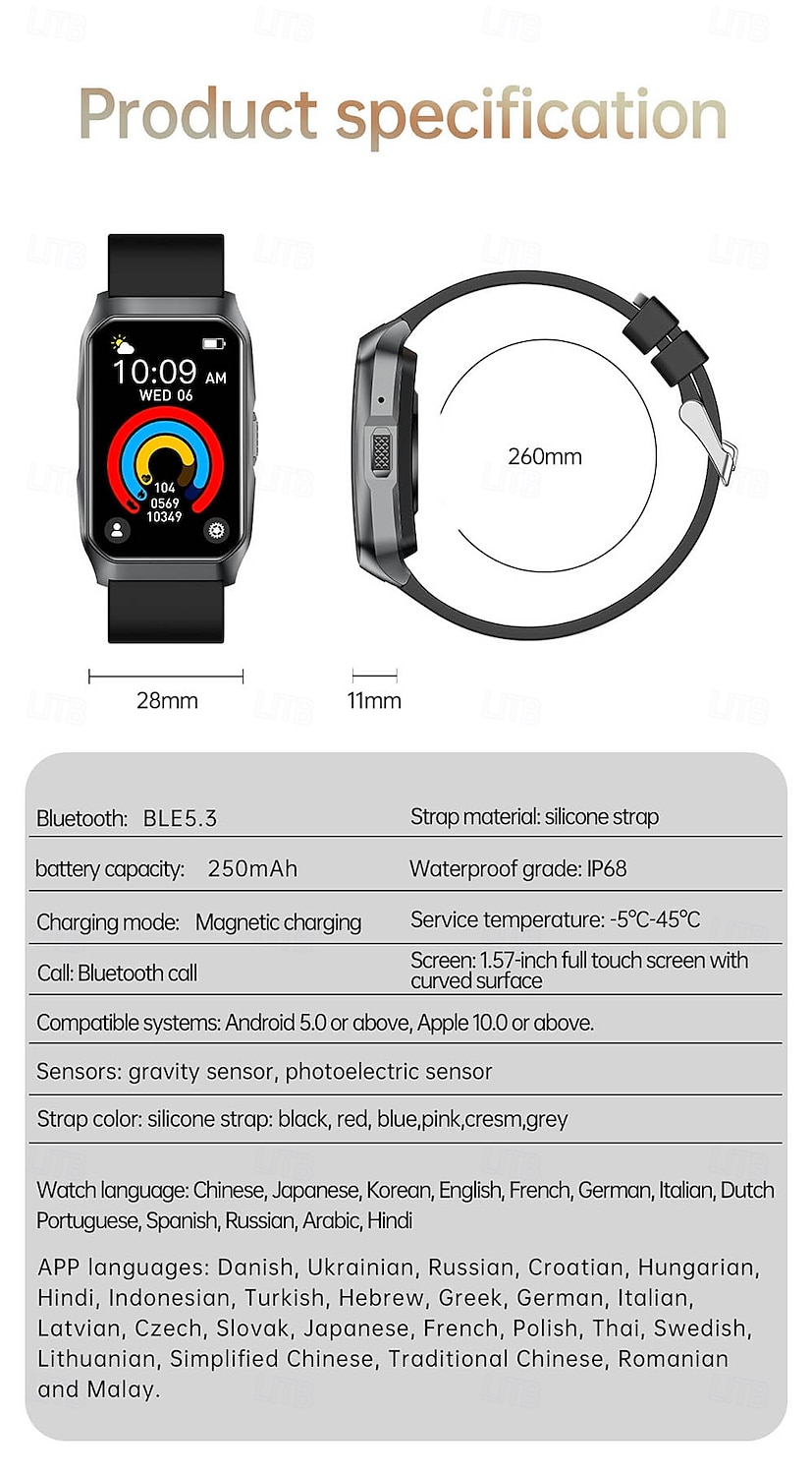 Cardica Men's Smart Watch Blood Glucose Monitor Bluetooth Call Blood Pressure Heart Rate IP68 2025 - $39.99 –P20