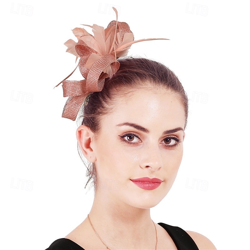 Kopfstück Federn Sinamay Hochzeit Abendgesellschaft Elegant Hochzeit Mit Feder Kopfschmuck Kopfbedeckung 2025 - $23.99 –P4