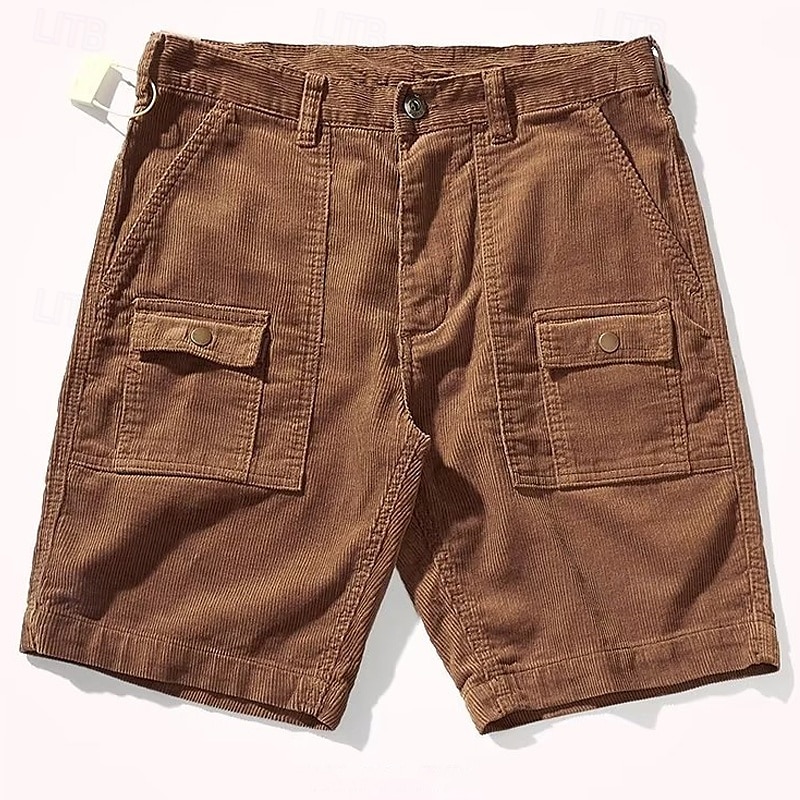 Hombre Pantalón Corto Cargo Pantalones cortos casuales Pantalones cortos de pana Botones Multi bolsillo Pierna recta Plano Transpirable Dispersor de humedad Longitud de la rodilla Exterior Casual 2025 - $23.99 –P5