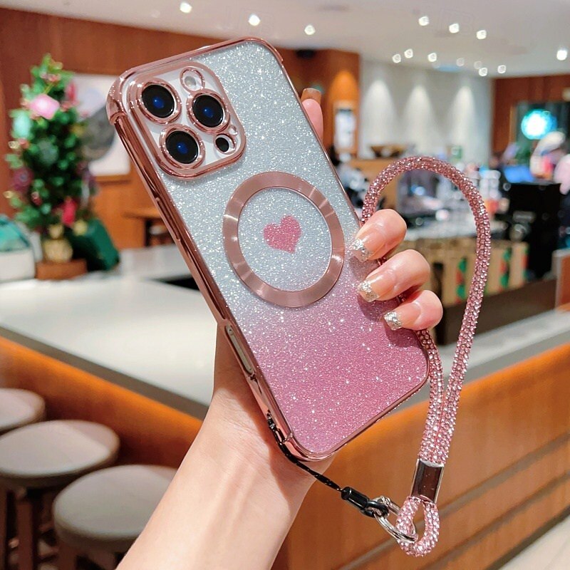 هاتف غطاء من أجل iPhone 17 Pro Max 17 Air 16 15 14 Pro Max Plus 16e 13 12 Pro Max غطاء خلفي مغناطيس دعم الشحن اللاسلكي مع رباط المعصم مكتب  /  الأعمال TPU الطلاء 2025 - $14.99 –P1