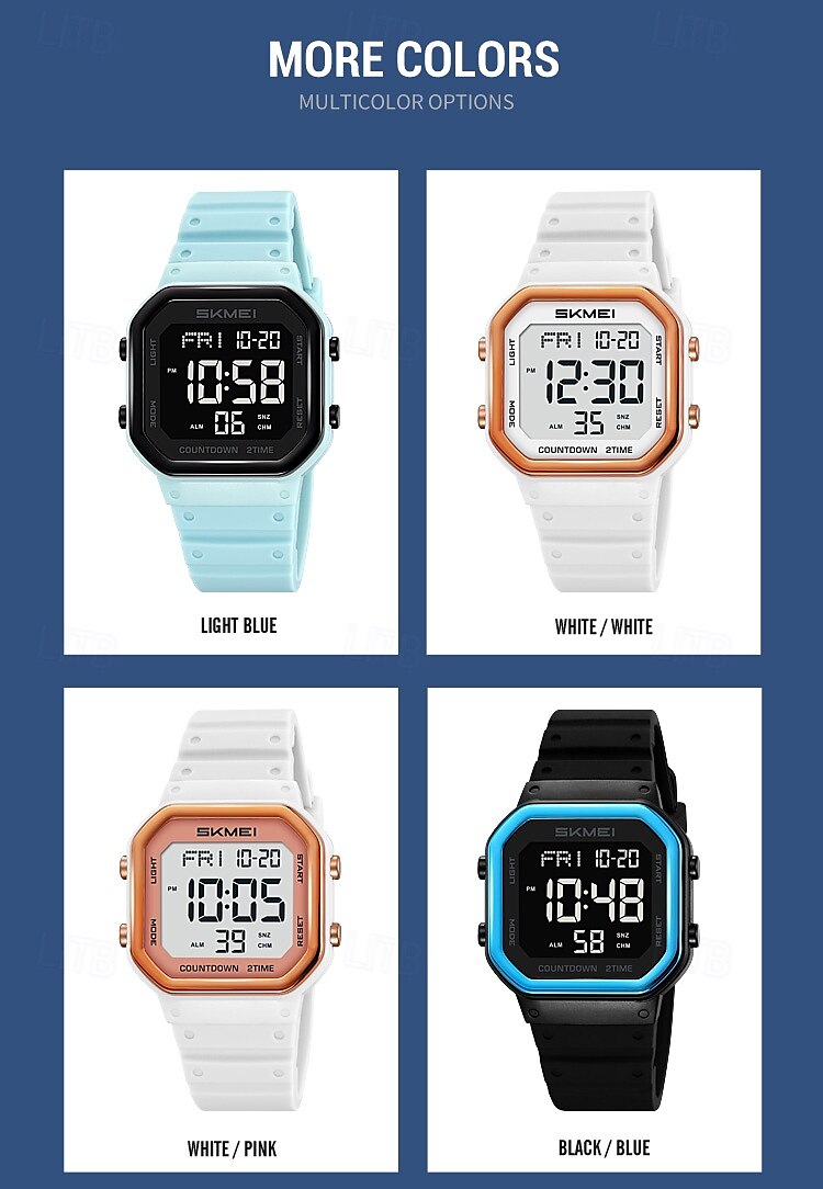 SKMEI Ins Wind Square Multi functional Waterproof Electronic Watch for Male and Female Students 2025 - $28.99 –P19