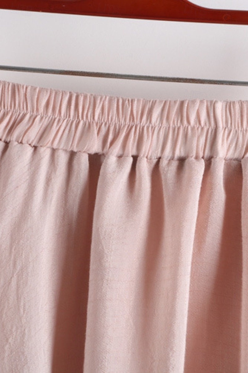 Femmes Jupe Évasé Mode Maxi Taille Basse Jupes Uni Froncé Micro-Élastique Vacances Rue Noir Blanche Rose Claire Bleu Été Coton de 2025 ? $23.99 –P2