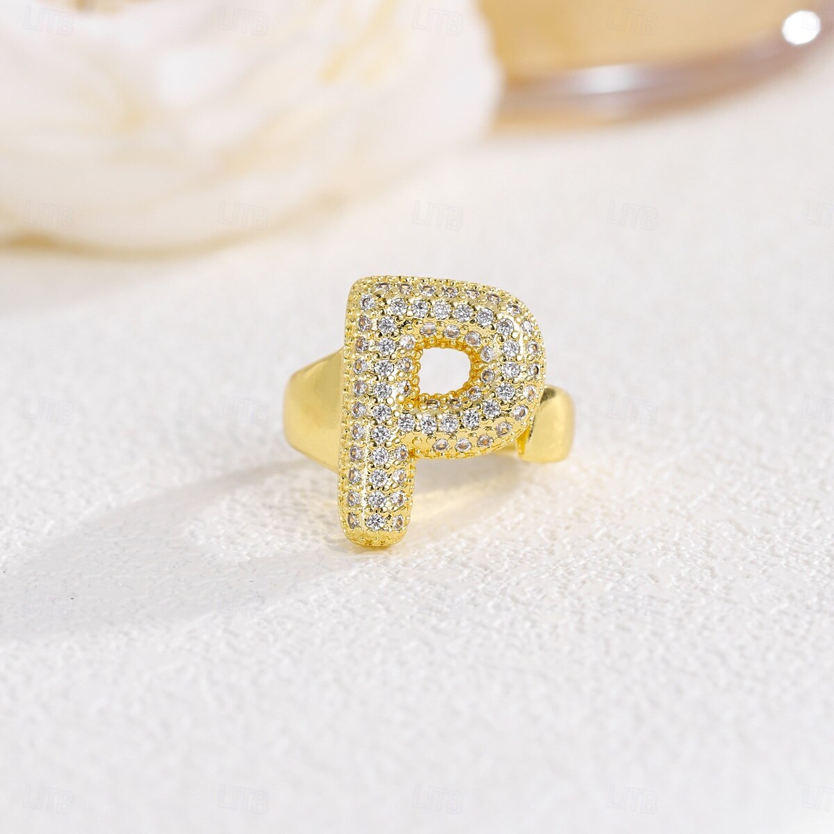 Personalized Letter Ring, Gift for Mom, 18K Gold Plated Adjustable Ring, Copper with Zircon, Open Band Initial Ring, Elegant and Stylish Jewelry for Women 2025 - AU $6.89 –P14