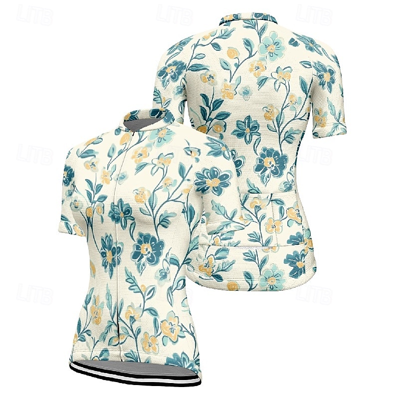 Mujer Maillot de Ciclismo Flor Manga Corta Bicicleta Camiseta Maillot con 3 bolsillos traseros MTB Bicicleta Montaña Secado rápido Diseño Anatómico Capilaridad Transpirable Deportes Amarillo Rosa Azul 2026 - $23.99 –P14