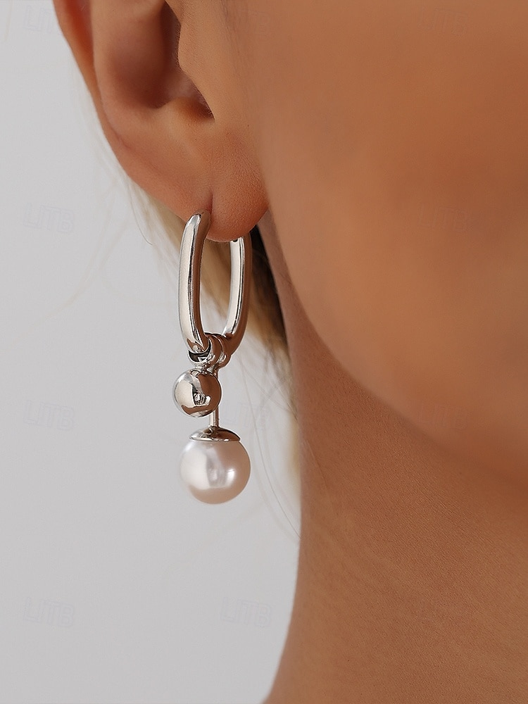 chique asymmetrische creolen voor dames met parel- en metalen bolversieringen - modern en elegant, geschikt voor modieuze vrouwen om te dragen voor dagelijkse en avondgelegenheden 2025 - $7.99 –P3