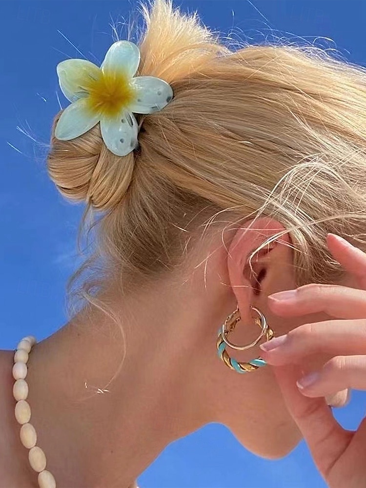6PCS Hawaiian Plumeria Flower Hair Clips – Tropical Resin Hair Accessories for Women & Girls, Beach Wedding, Luau Party & Summer Vacation Styling 2025 - $11.99 –P2