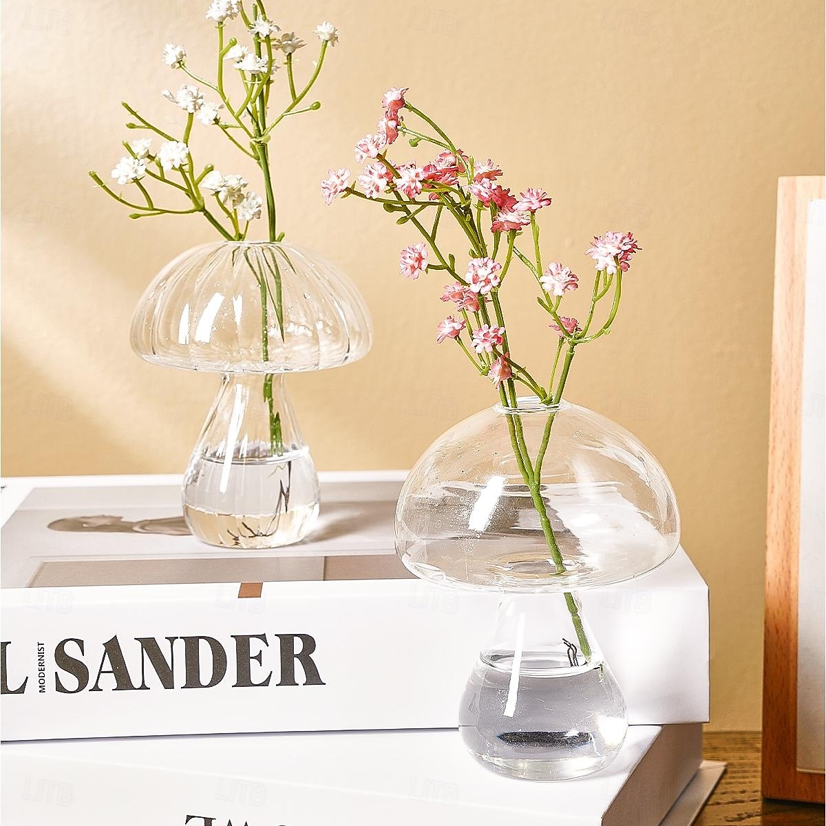 gjennomsiktig glass soppformet vase, innendørs bordplate blomsteroppsatsbeholder, koselig midtpunkt for hjemmet og spisestuen, egnet for blomster, grønne planter og hydroponisk dekor 2025 - $8.99 –P5