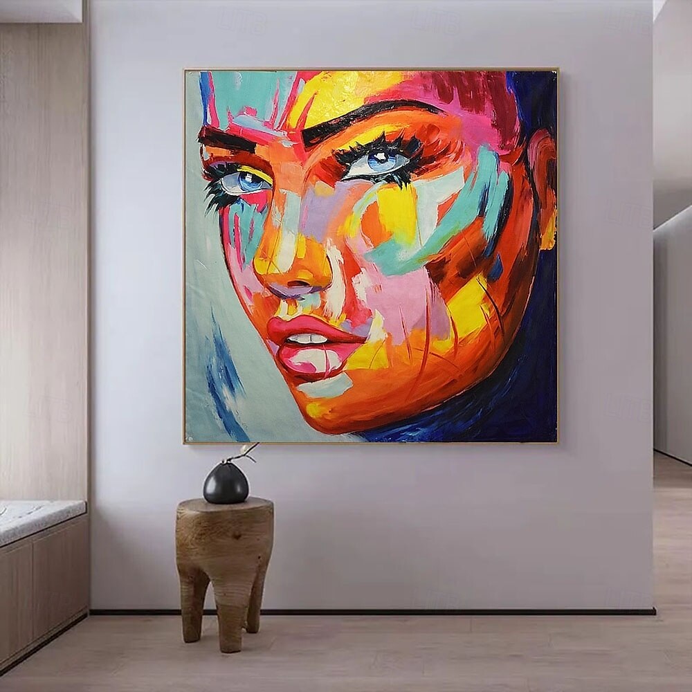 nóż pattle kobiety twarz olej malarstwo ręcznie robiony duży rozmiar figurka akryl oli malarstwo duży obraz płótno malarstwo ręcznie malowane pokryte pop art malarstwo do sypialni salon sztuka 2025 - $116.99 –P6