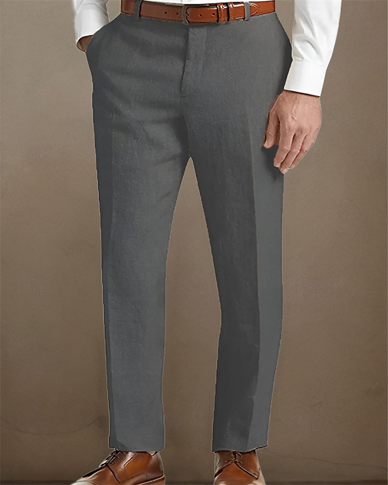 Men's Linen Pants Trousers Summer Pants Beach Pants Pocket Buttons Plain Comfort Breathable Vacation Daily Holiday Hawaiian Boho Black White 2025 - $25.99 –P18