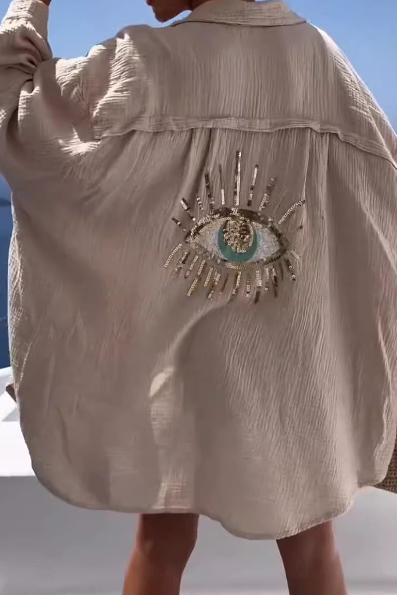 Pentru femei Cămașă Cămăși Bumbac In Cămașă de in Buton Sus Floare Zilnic Casual Manșon Lung Guler Cămașă Topuri obișnuite Zilnic Concediu Ieșire Nasturi Negru Alb Caisă Primăvară 2025 - $27.99 –P1