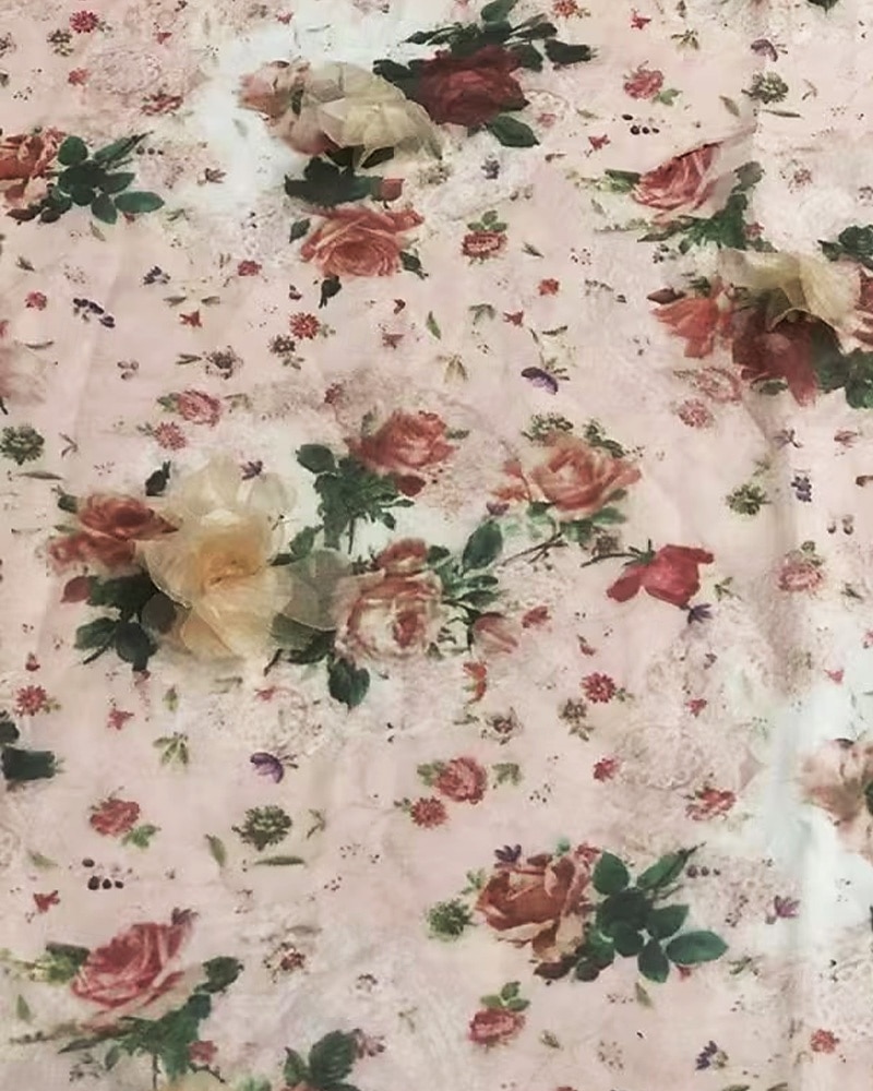 A-Linie Brautmutterkleid Blumenmuster Elegantes Vintage Einfaches V-Ausschnitt bodenlang Chiffon 3/4-Länge Blasenärmel mit Falten Details und 3D-Blumen Hochzeitsgastkleid 2025 2025 - $179.99 –P2