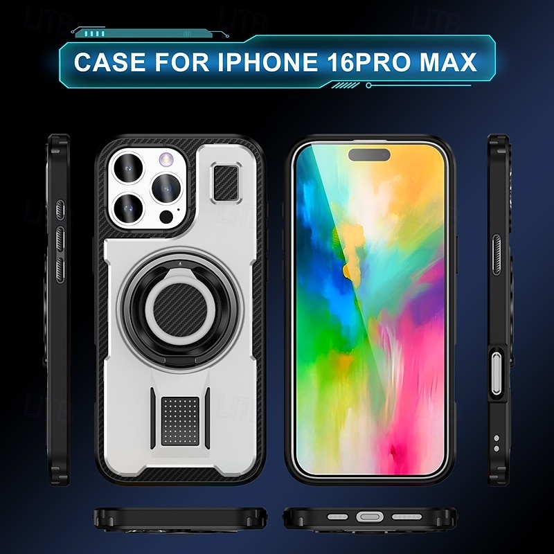 Phone Case For iPhone 16 15 14 Pro Max Plus 13 12 Pro Max Back Cover Ring Holder Shockproof Retro TPU PC 2025 - $9.99 –P2