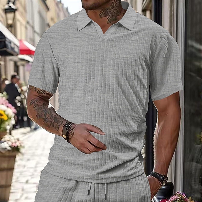 Herren Golfshirt Golf Poloshirts Lässig Arbeit Revers Kurzarm Basic Modern Einfach Jacquard Sommer Frühling Normale Passform Weiß Wein Marineblau Khaki Golfshirt 2026 - $20.99 –P5