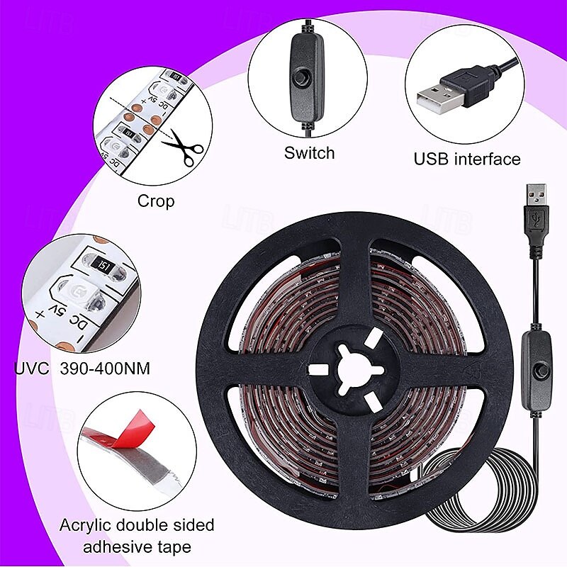 LED Strip Lights 0.5m 1m 2m 2.5m 3m 4m 5m Strips String Lights 30/60/120/150/180/240/300 LEDs 1PC 5 V USB Powered Outdoor High Density LED Light Strips Creative String Lights Purple 2025 - $5.49 –P3