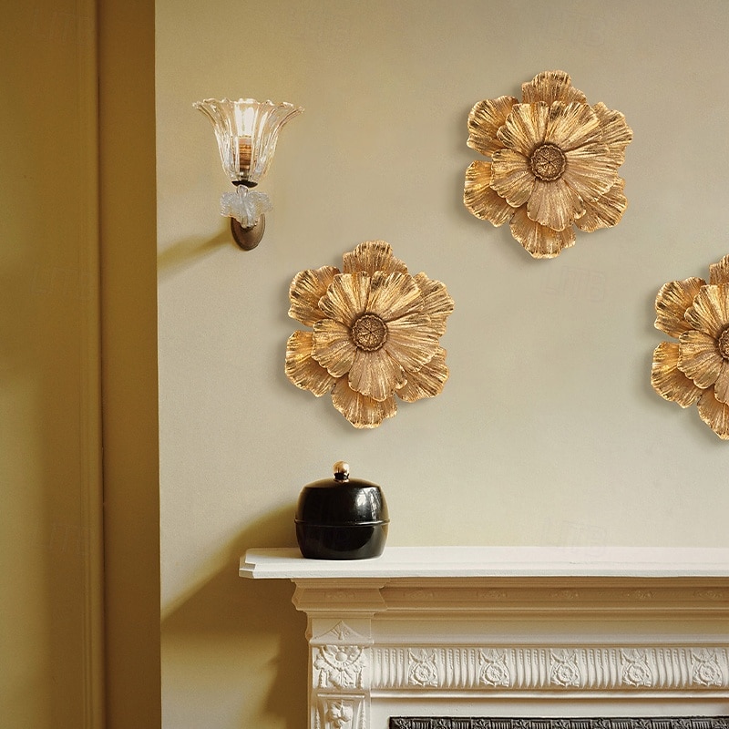 Vintage Large Flower Wall Decor, Gold Silver White Resin Wall Hanging, 3D Floral Wall Art for Home, Living Room, Bedroom Decoration 2025 - $20.99 –P7