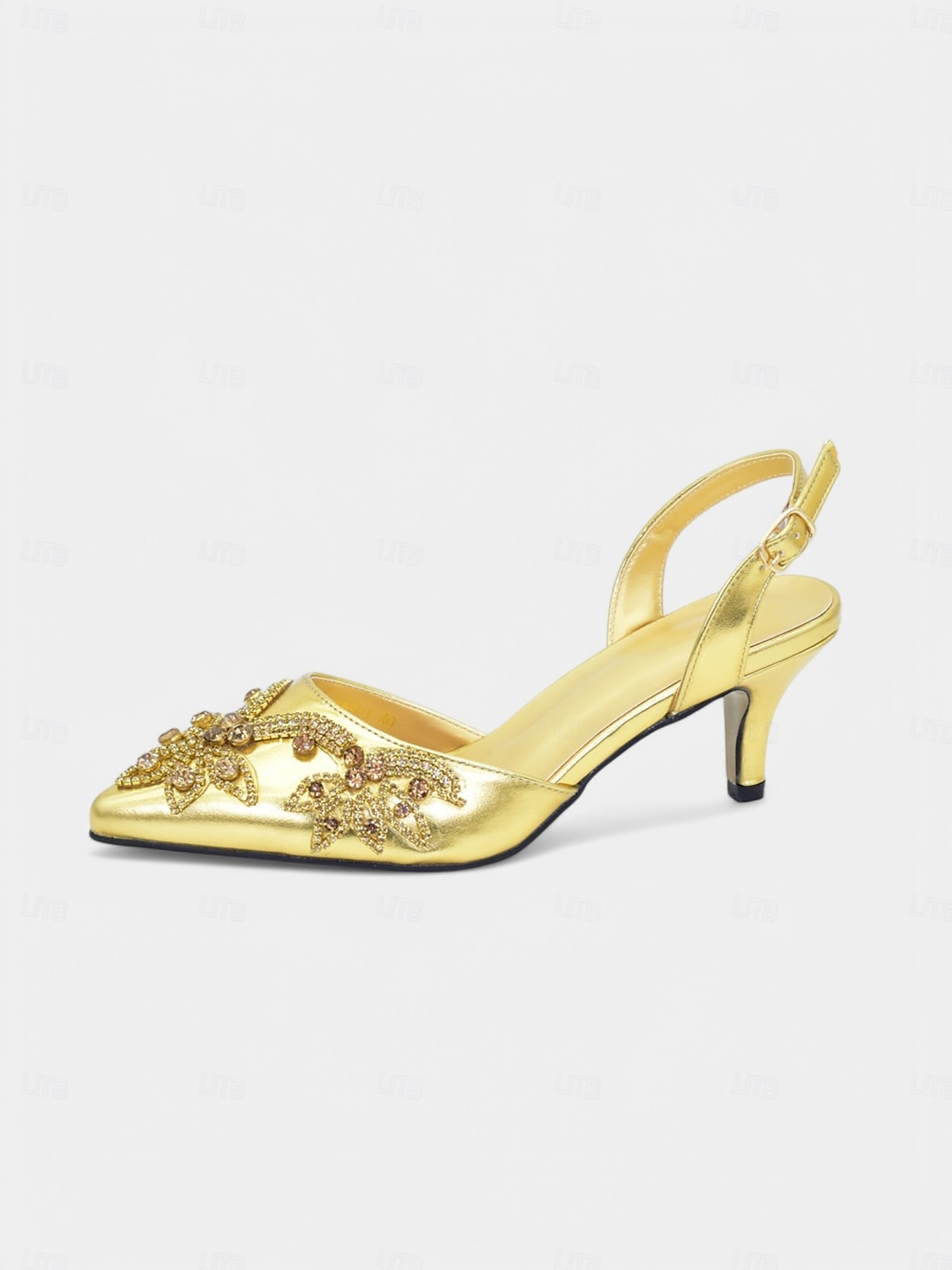 arany díszítésű slingback sarkú cipő hozzáillő kézitáskával – luxus esküvői és participő nőknek 2025 - $109.99 –P1