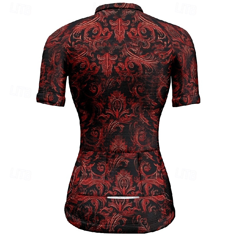 Women's Cycling Jersey Short Sleeve Bike Tee Tshirt Jersey with 3 Rear Pockets Mountain Bike MTB Breathable Quick Dry Anatomic Design Wicking Wine Red Black Red Skull Sports Clothing Apparel 2025 - $23.99 –P12