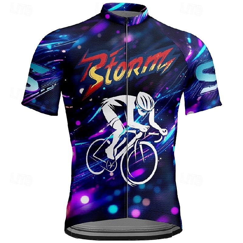 Homme Maillot de cyclisme Manche Courte Cyclisme T-shirt Maillot avec 3 poches arrière VTT Vélo tout terrain Respirant Séchage Rapide Design Anatomique Évacuation de l'Humidité Pourpre foncé Bleu de 2025 ? $25.99 –P11