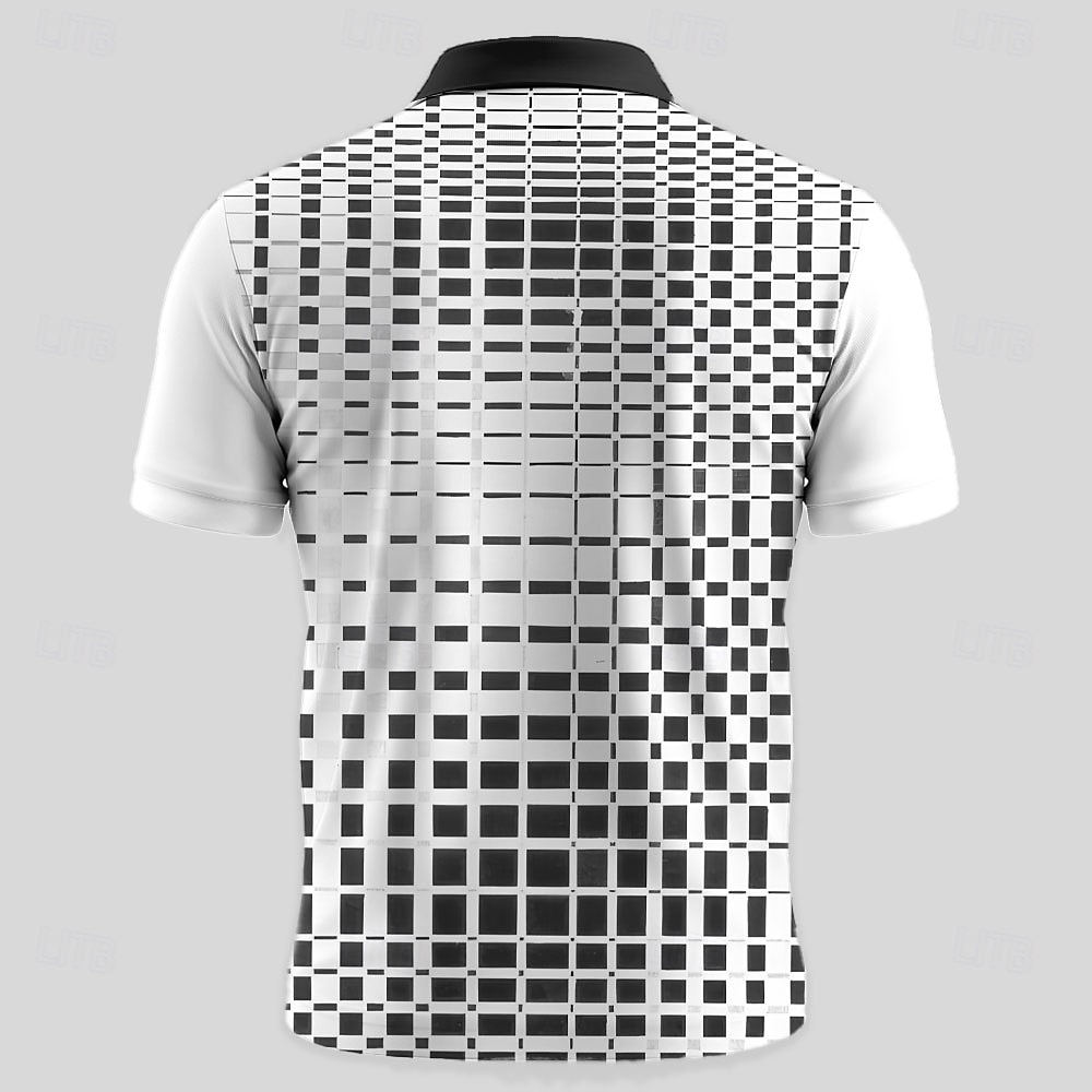 Homme Été Géométrique Ligne Polos à zip Manche Courte Polos Chemises à Col Vêtement décontracté de travaile Affaires Athleisure Tenue de travail Tenue quotidienne Impression 3D Noir-Blanc de 2025 ? $21.99 -P2