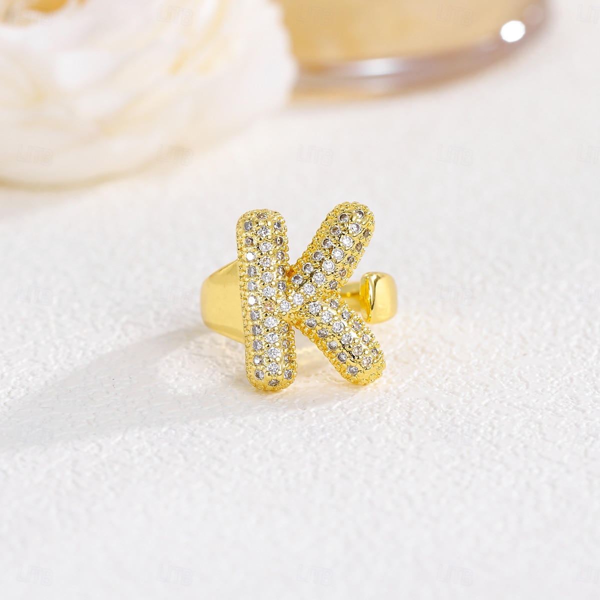 Personalized Letter Ring, Gift for Mom, 18K Gold Plated Adjustable Ring, Copper with Zircon, Open Band Initial Ring, Elegant and Stylish Jewelry for Women 2025 - AU $6.89 –P20