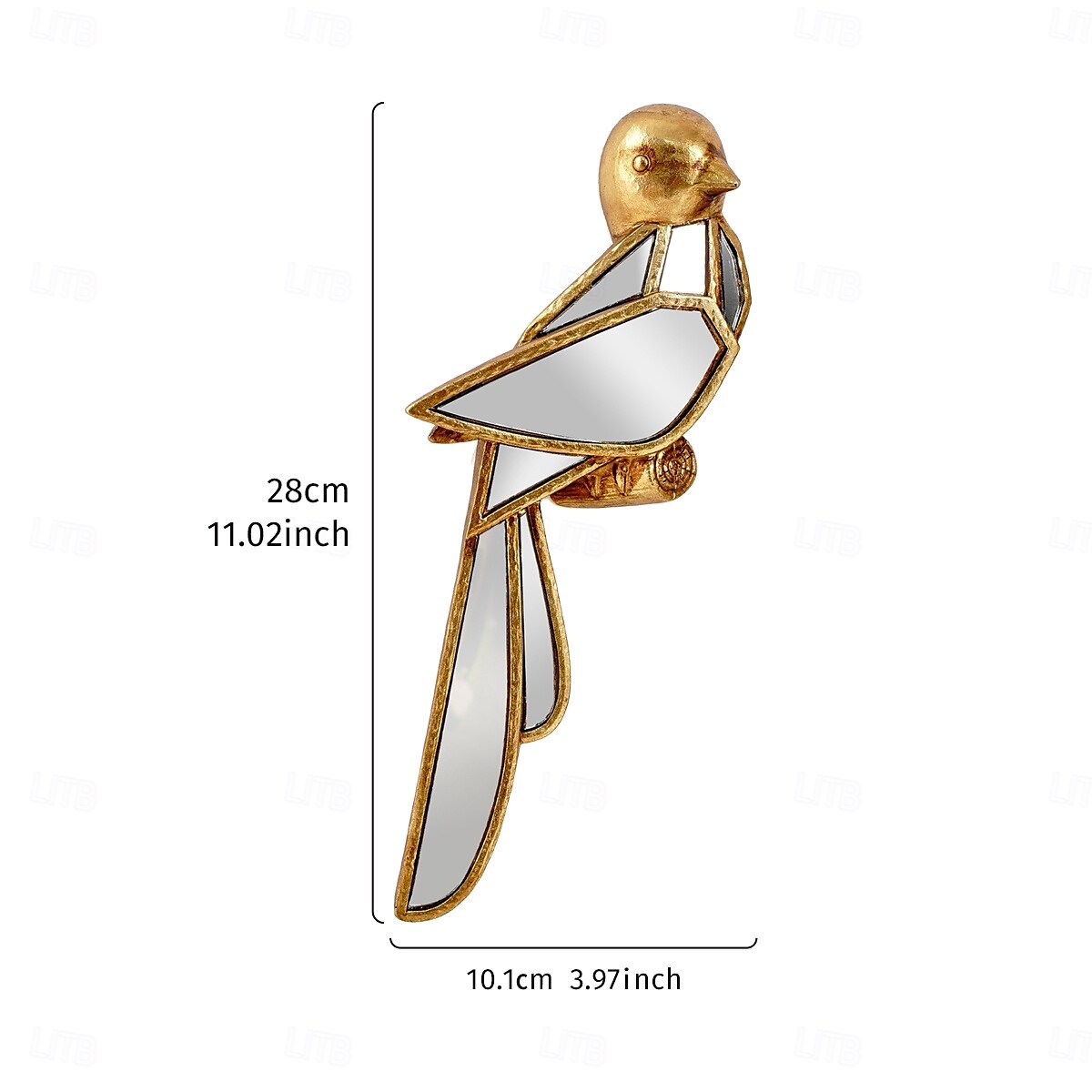decorazione da parete in resina dorata con passero e cavalletta, design con intarsi a specchio, ornamento unico da appendere per gli amanti degli uccelli, decorazione per la casa, le feste e lo zoo del 2025 a $19.99 –P3