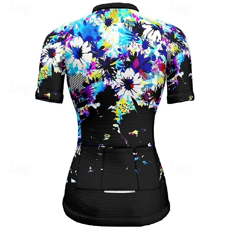 Damskie Koszulka rowerowa Kwiat Krótki rękaw Rower Tee Tshirt Dżersej z 3 tylnymi kieszeniami Kolarstwo górskie Szybkie wysychanie Anatomiczny kształt Odprowadzające wilgoć Oddychający Sport 2026 - $23.99 –P3