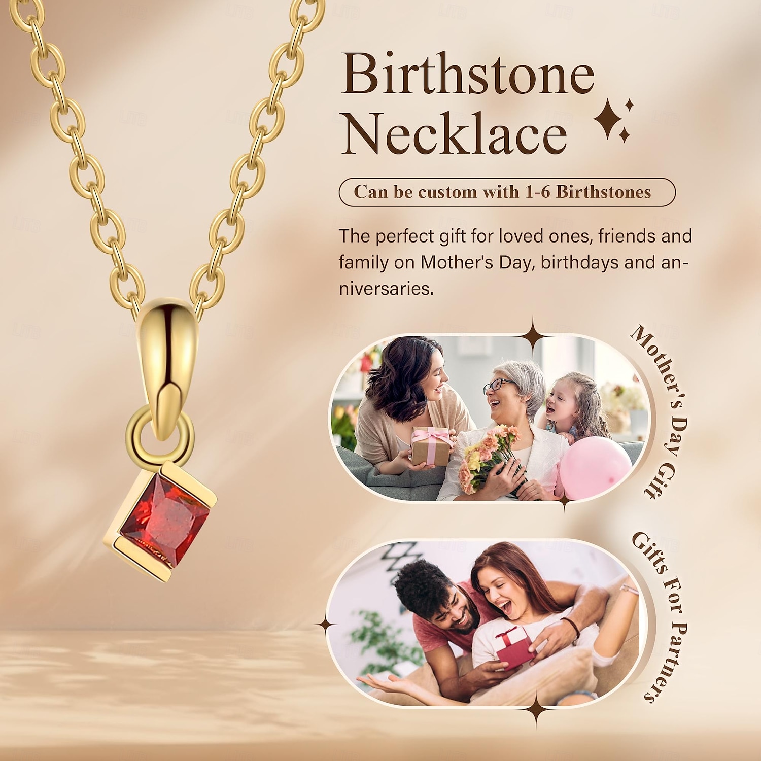 Collana Personalizzata con Pietra di Nascita Regalo Migliore per Mamma Gioiello per Moglie Fidanzata o Mamma con Pendente in Pietra Naturale del 2025 a $13.99 –P3