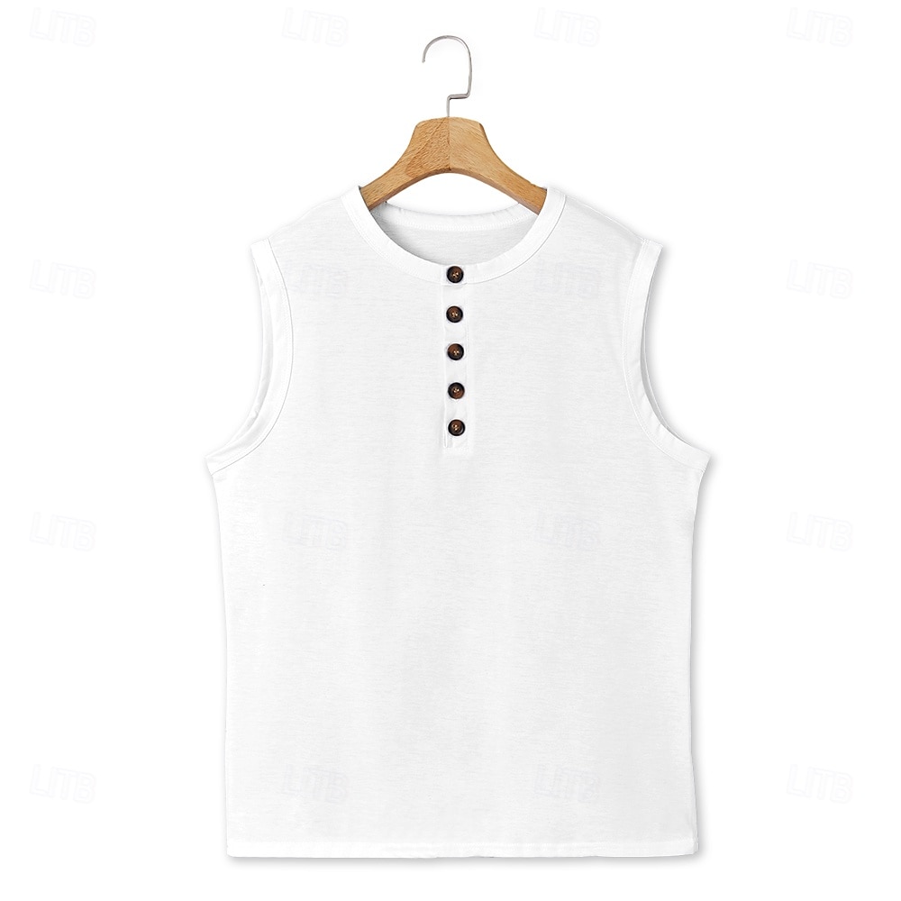 Homens Malha Íntima Camisa Henley Top de colete Camiseta Interior Sem Manga Henley Verão Tecido Moda Designer Básico Férias Rua Para Noite Branco Verde cáqui Top Tee para Homens de 2026 por $13.49 –P8