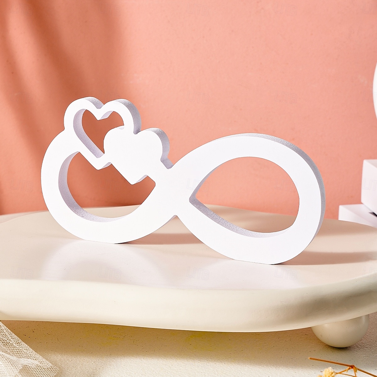 Minimalist White Infinity Symbol with Heart Decor – PVC Tabletop Ornament for Home Decoration, Festive Decor, and Warm Wedding Theme Display 2025 - $8.99 –P6