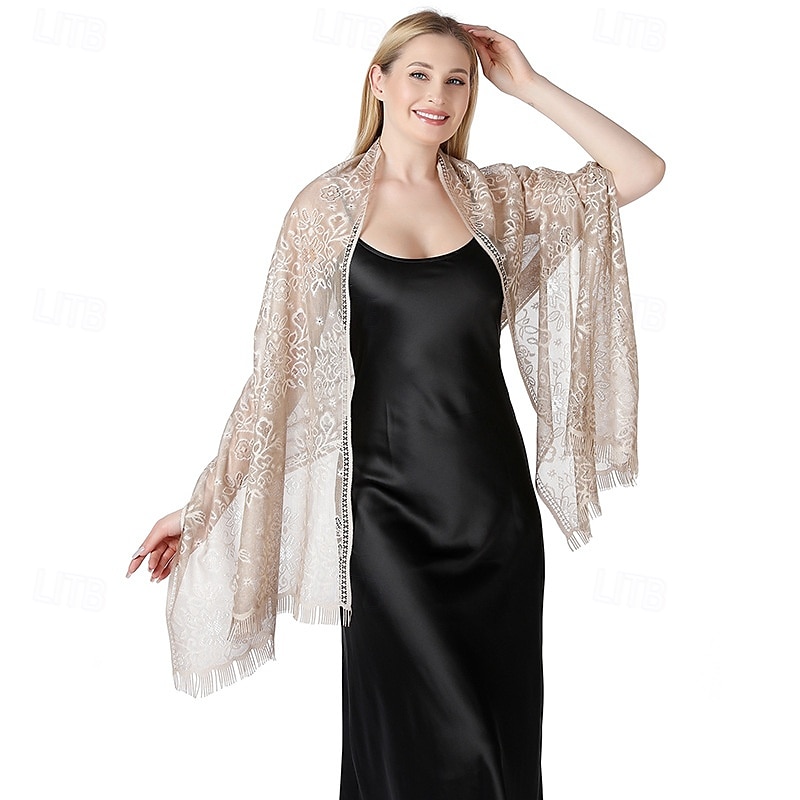 Retró Ordító 20-as évek 1920-as évek sál Wrap Kendők A nagy Gatsby Flapper lány Rojt Tömör szín Női Farsang Esküvő Estély Álarcos mulatság Felnőttek Kendő 2025 - $10.99 –P11