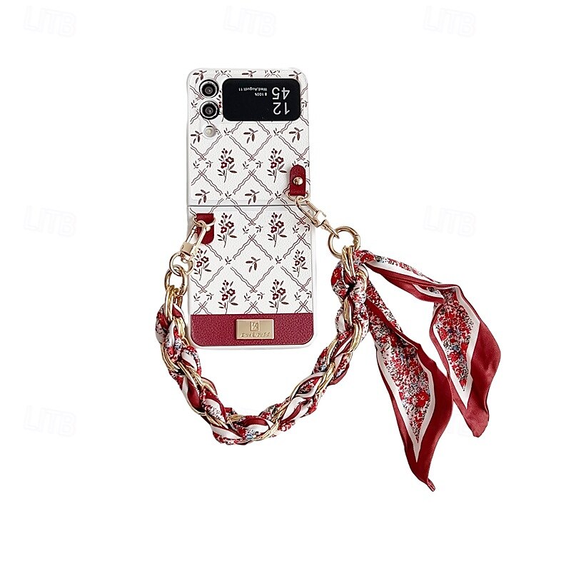 Phone Case For Samsung Galaxy Z Flip 7 Z Flip 6 Z Flip 5 Z Flip 4 Back Cover with Wrist Strap Shockproof Retro PU Leather 2025 - $23.99 –P15