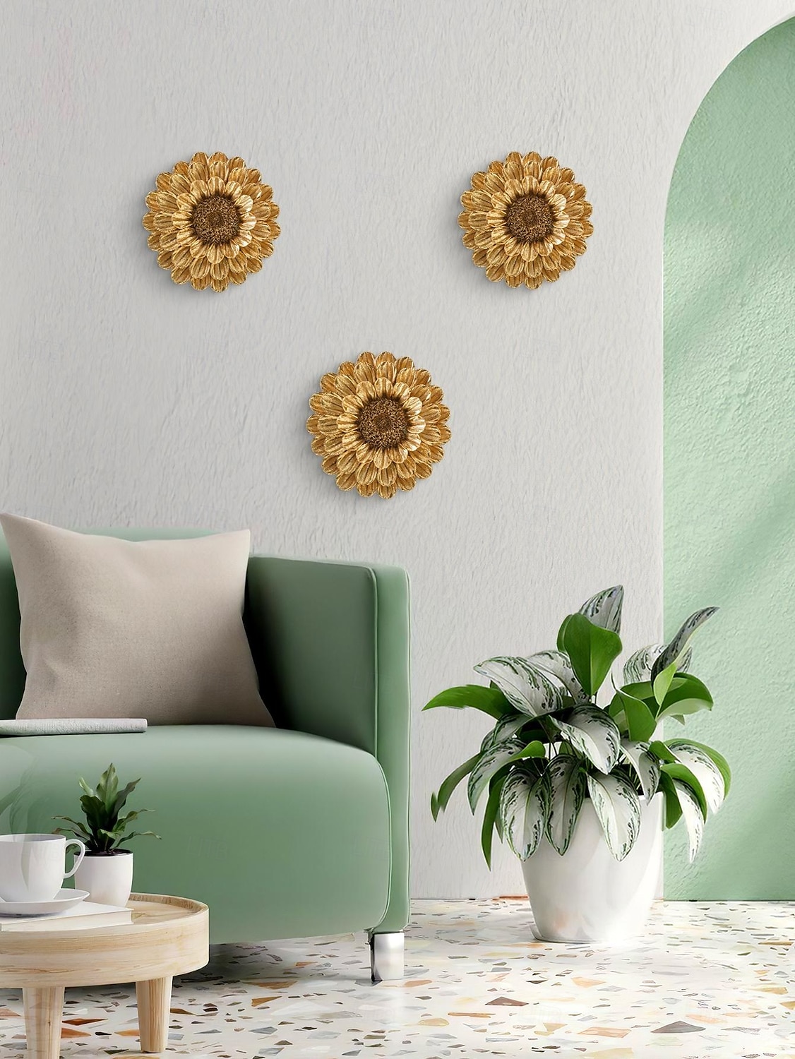 Vintage Gold and Silver 3D Floral Wall Decor, 7.7x7.7 Inch Resin Wall Hanging, Elegant Flower Ornament for Home, Hotel, Accent Wall, and Cultural Wall Decoration 2025 - $12.49 –P2
