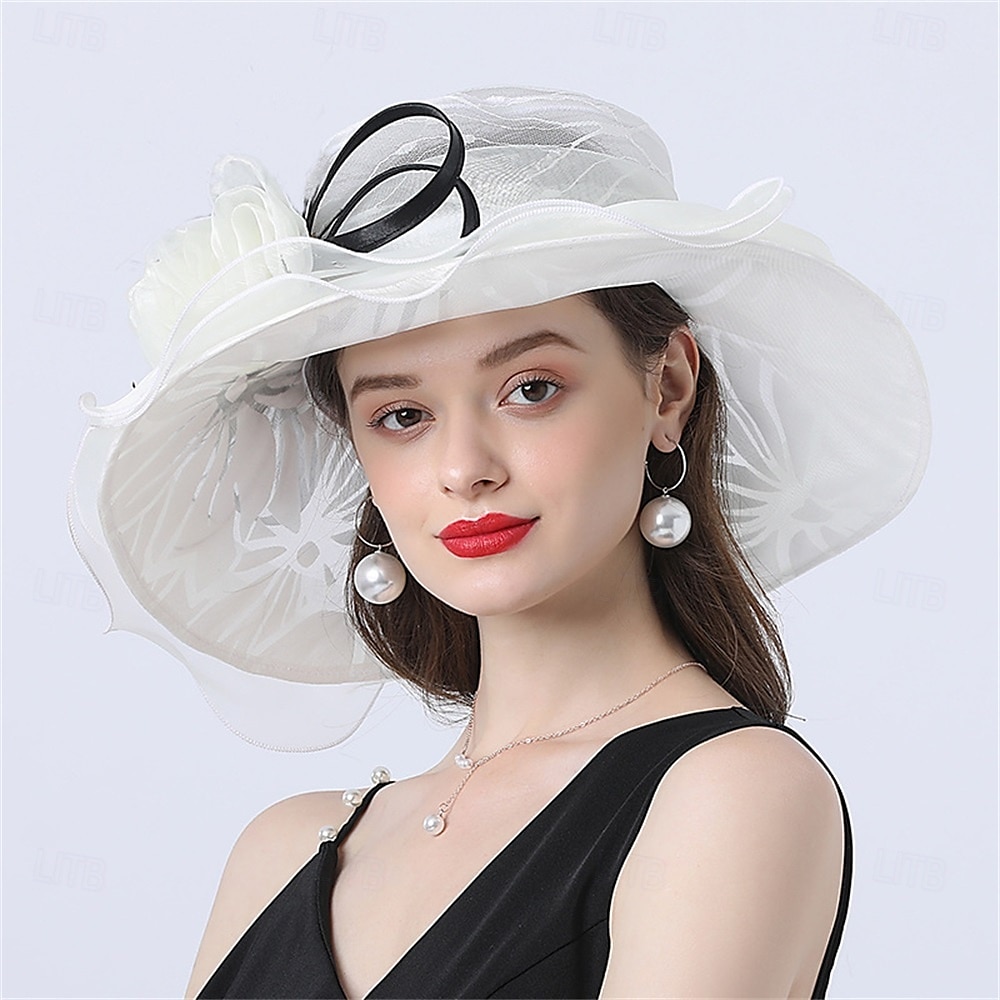 hatut Organza Aurinkohattu Pyhäpäivä Teekutsut Hevoskilpailu cocktail Tyylikäs Vintage söpö tyyli Kanssa Kukkakuvio Päähine Päähineet 2025 - $27.99 –P4