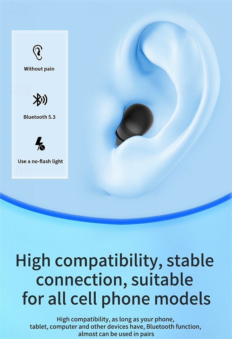 Ультрамаленькие мини-беспроводные Bluetooth наушники в форме арахиса невидимые внутриушные водонепроницаемые с шумоподавлением 2025 - $31.99 –P16
