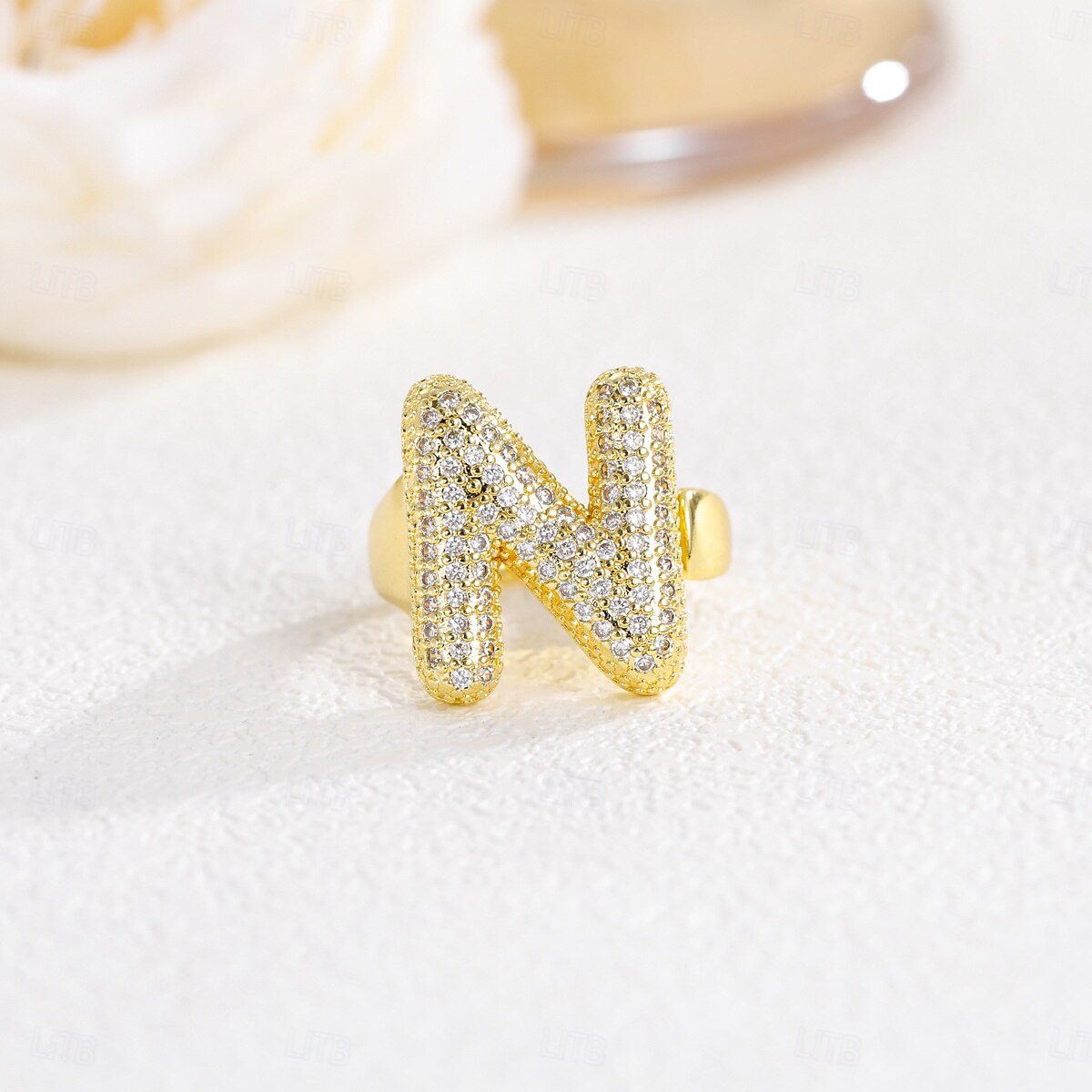 Personalized Letter Ring, Gift for Mom, 18K Gold Plated Adjustable Ring, Copper with Zircon, Open Band Initial Ring, Elegant and Stylish Jewelry for Women 2025 - AU $6.89 –P4