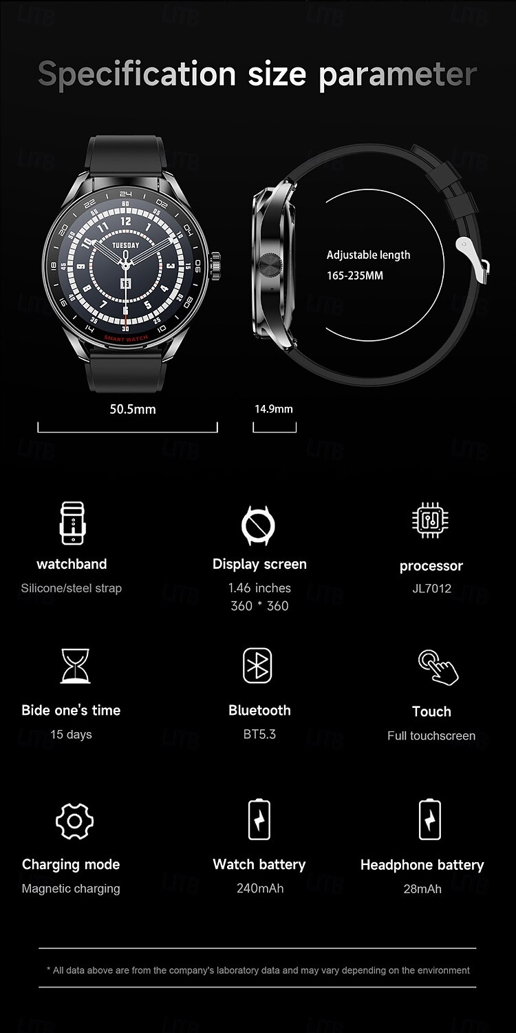 696 D9 Smart Watch 1.46 inch Smartwatch Fitness Running Watch Bluetooth Pedometer Call Reminder Sleep Tracker Compatible with Android iOS Men Hands-Free Calls Message Reminder Watches with Earbuds 2025 - $69.99 –P17