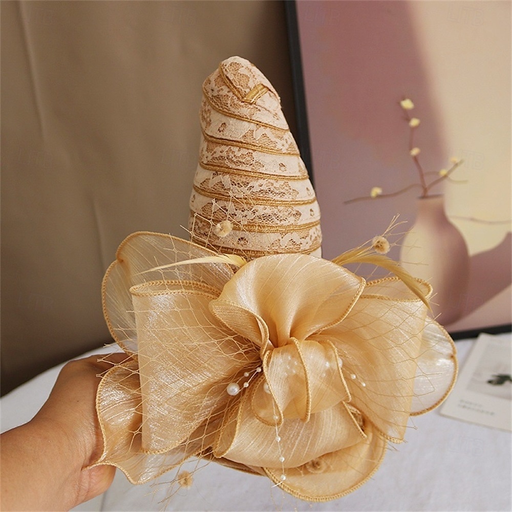 hattar Polyester Solhatt Helgdag Tebjudning Hästrace cocktail Elegant Vintage söt stil Med Blomma Hårbonad Huvudbonader 2025 - $29.99 –P4