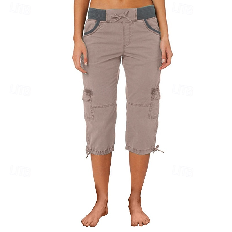 Per donna Pantaloni capri Pantaloni da paracadute Moda Streetwear Lunghezza al polpaccio Naturale Blocco di colori Coulisse Tasca Comodo All'aperto Confortevole Streetwear Uscire Rosso arancione del 2026 a $29.99 –P6