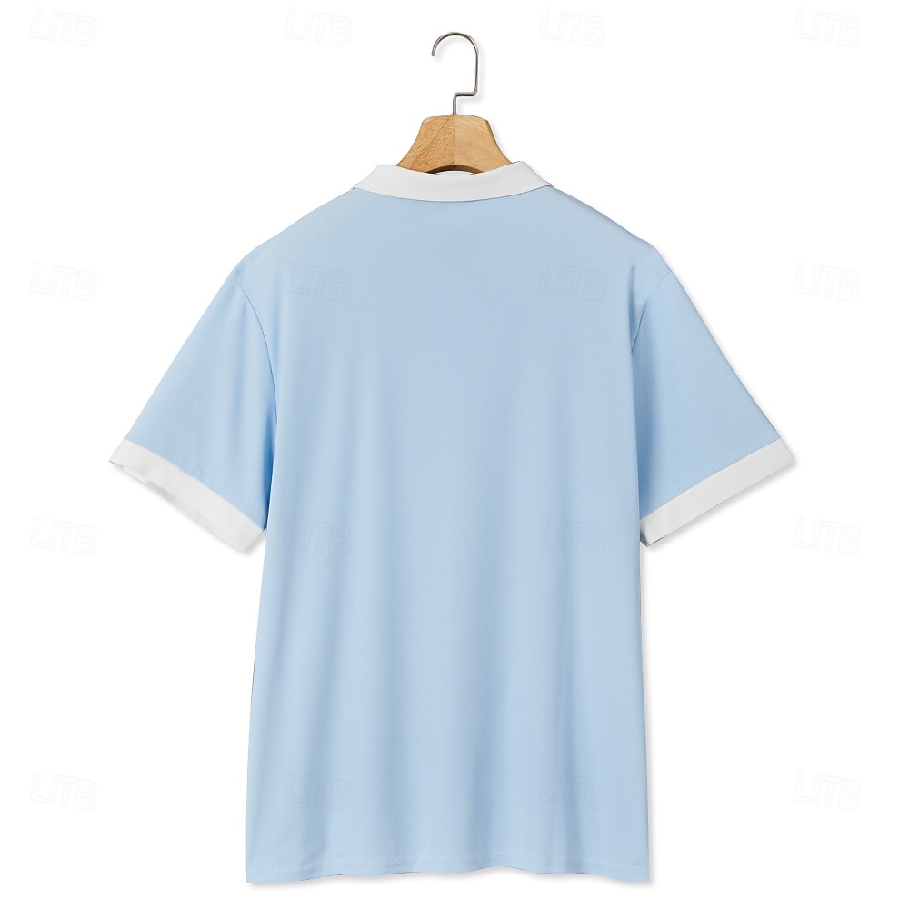 Men's Golf Shirt Pique Polo Shirt Work Casual Lapel Ribbed Polo Collar Short Sleeve Basic Modern Color Block Pocket Summer Regular Fit White Light Blue Burgundy Navy Blue Grey Golf Shirt 2025 - $16.49 –P11