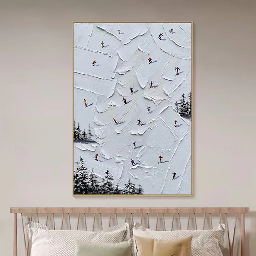 handgemachtes Skisport Leinwandgemälde handgemalt Winter Dekor Struktur Wandkunst personalisiertes Geschenk Skifahrer auf schneebedeckten Bergen Kunst Malerei weißer Schnee Skifahren Kunst Dekor 2026 - $101.99 –P4